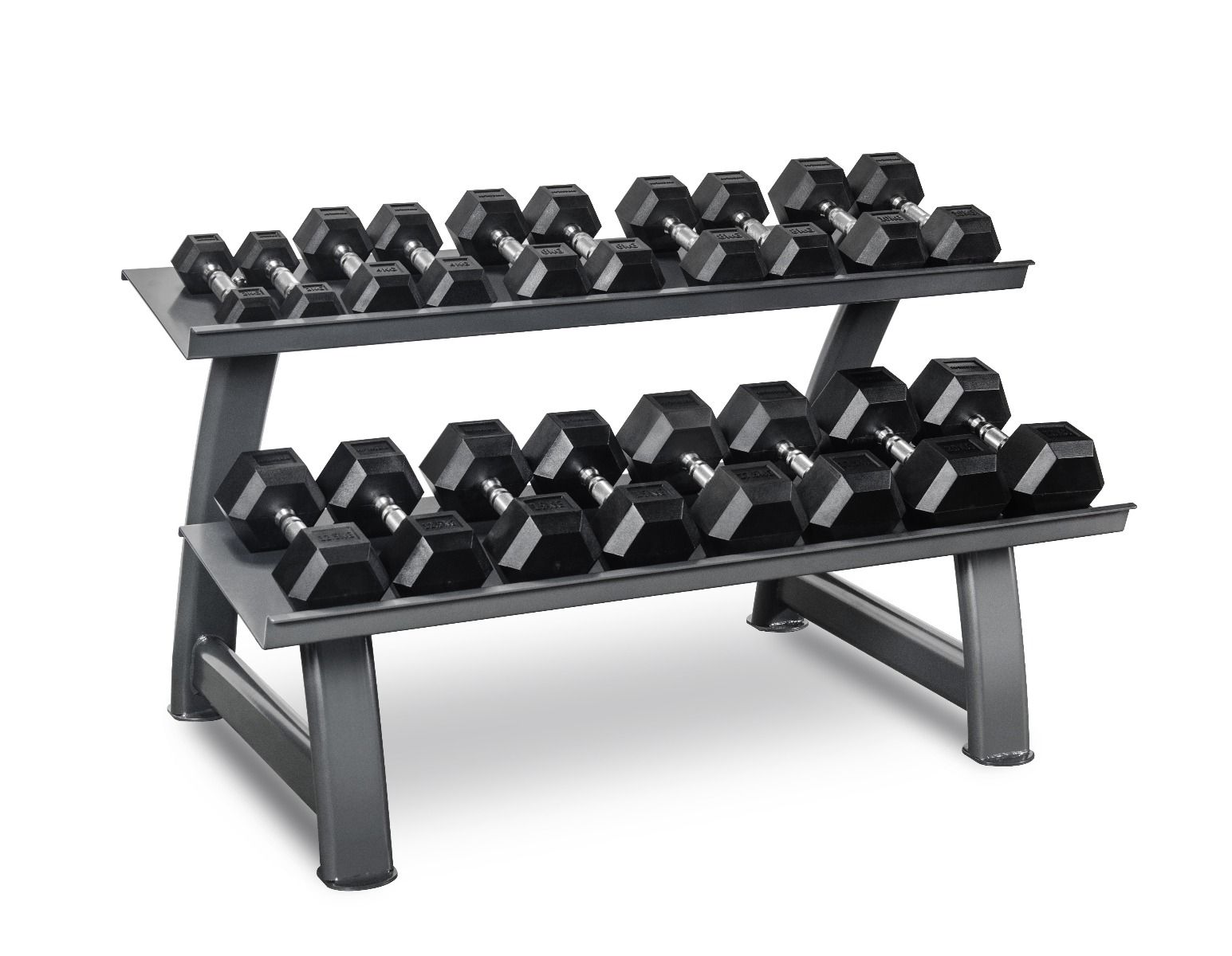 Hexagonal Dumbbell Set + Rack (2kg - 20kg) - 100% Professional